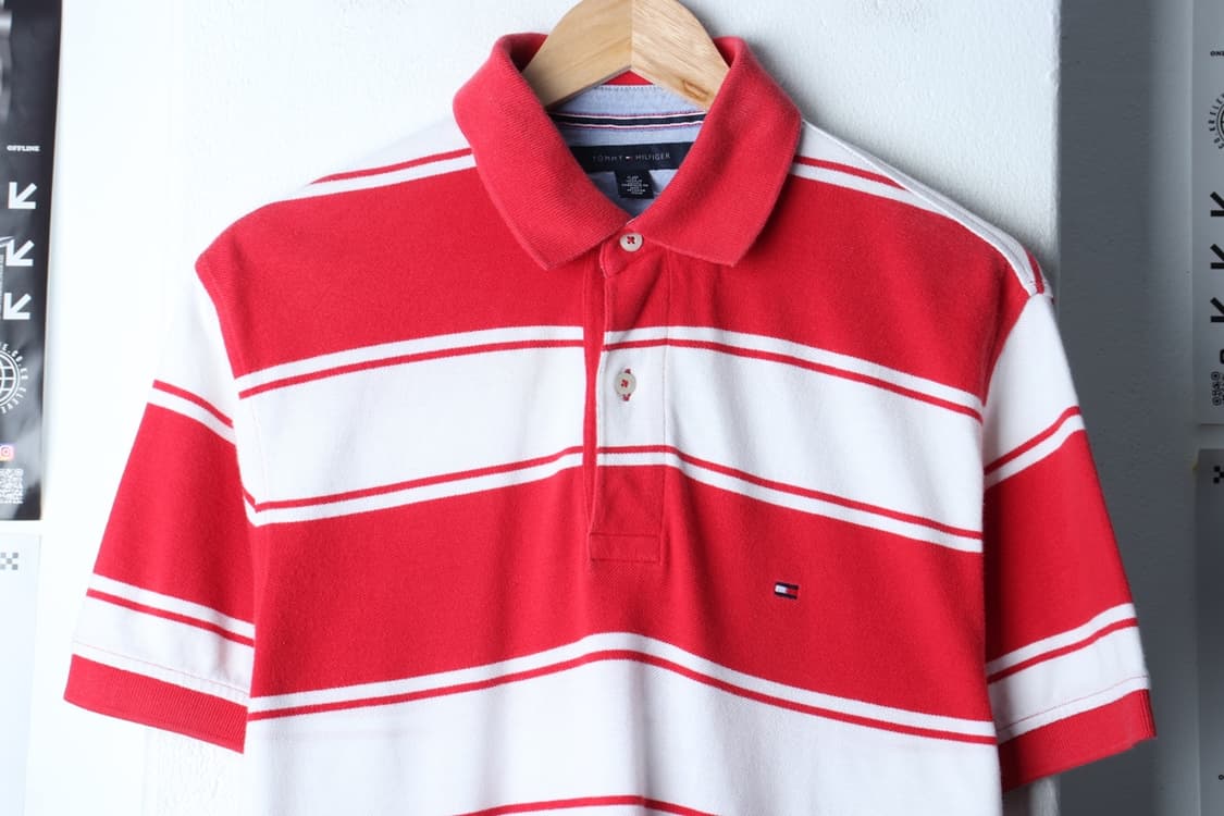 (S-2XL) 타미힐피거 반팔 카라 티셔츠 스트라이프 레드-199978 상품이미지3