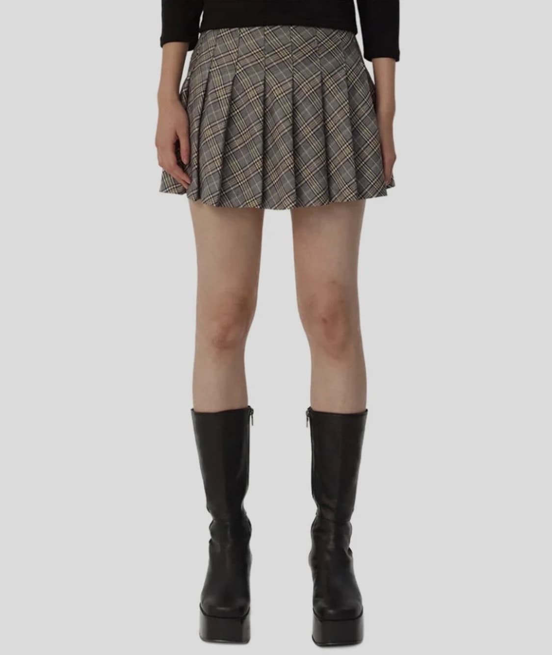 큐리티 METALLIC CHECK PLEATS SKIRT(실사) 상품이미지3