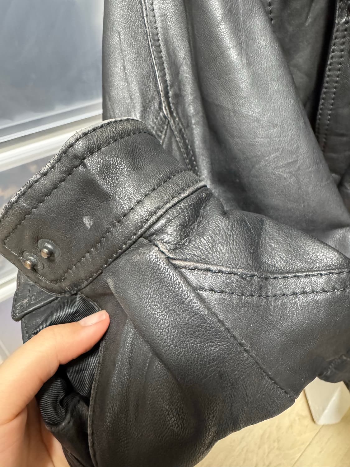 빈티지 레더 봄버 자켓 상품이미지4