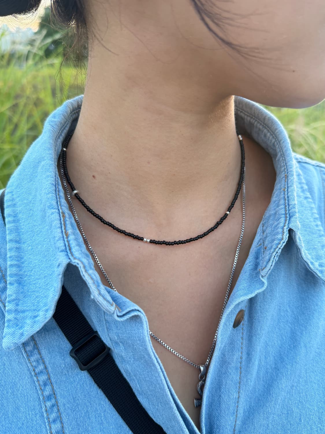 핸드메이드 비즈목걸이 simple black neckless 상품이미지2