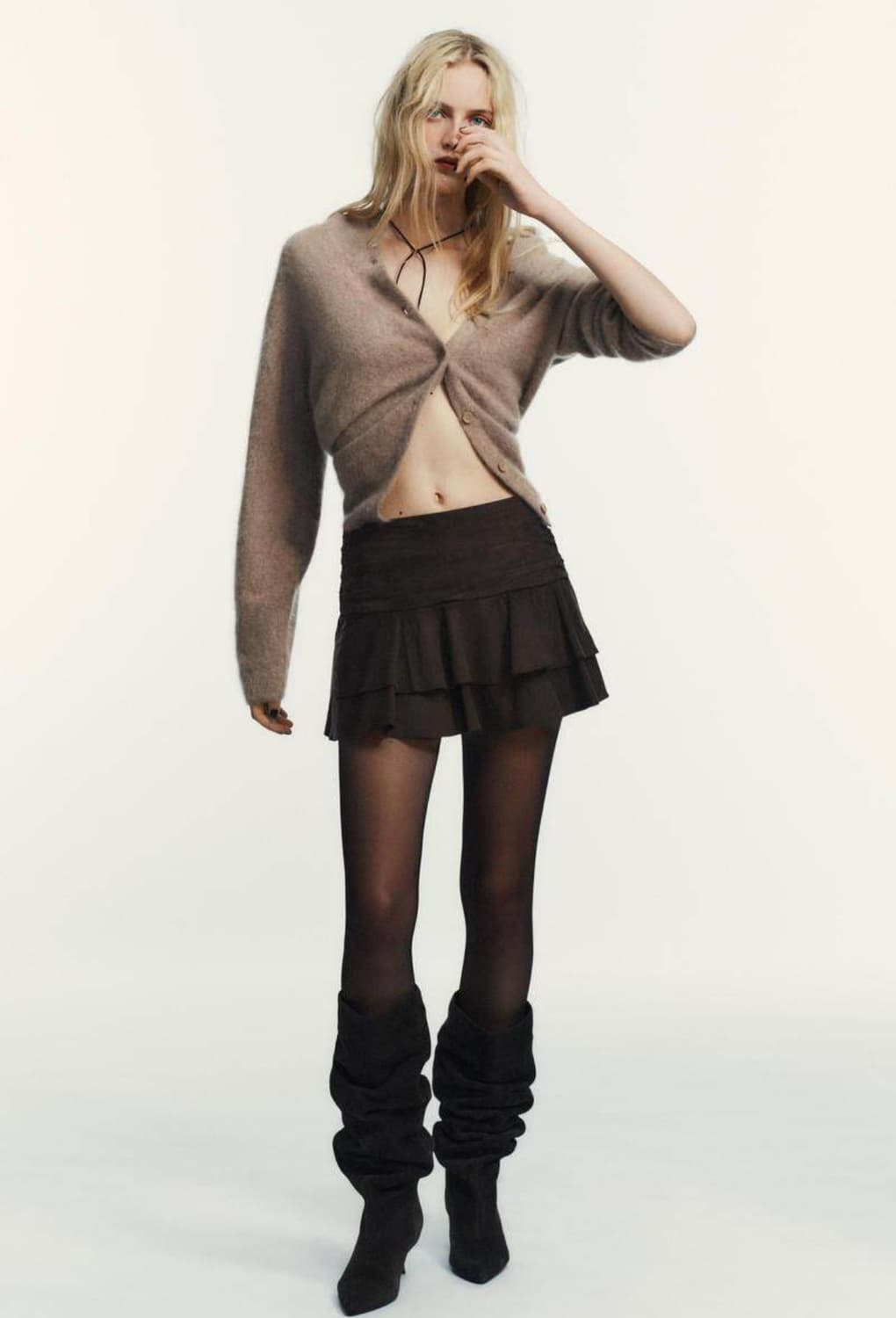 자라 스웨이드 이펙트 러플 미니 스커트 팬츠 상품이미지3