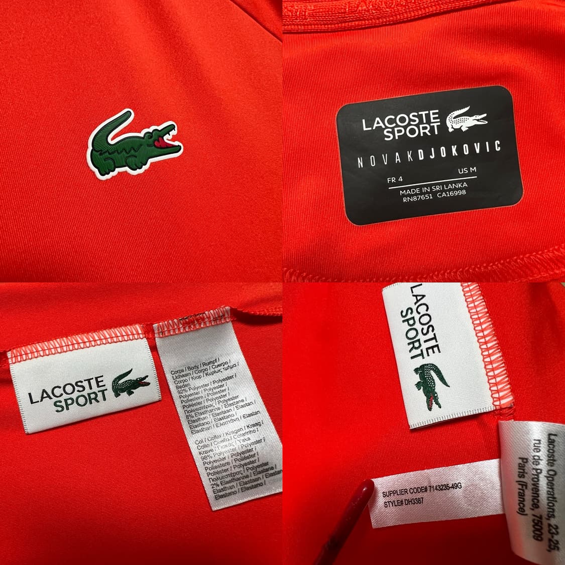 라코스테 노박 조코비치 상의 레드 오렌지 상품이미지3