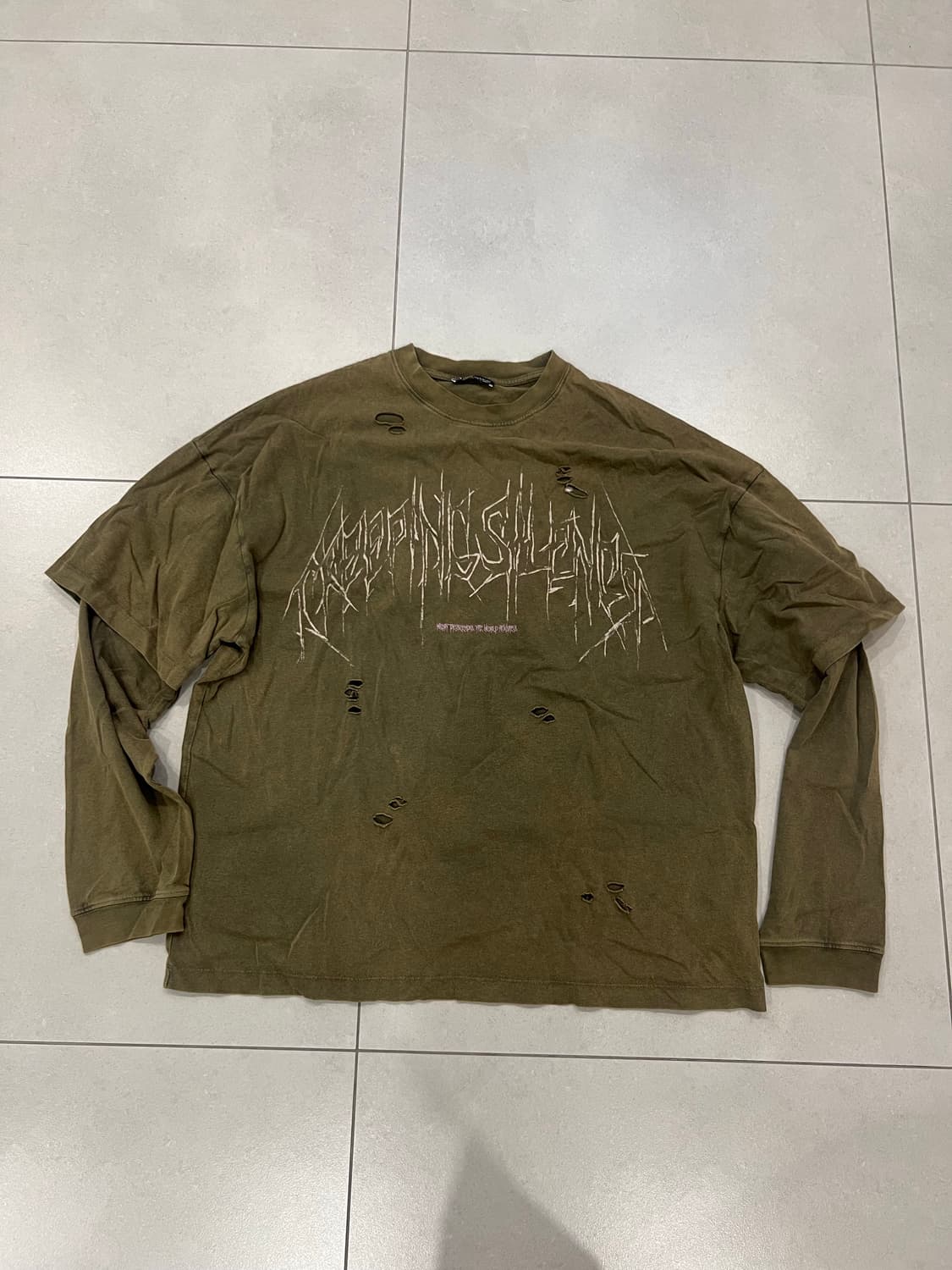 자라 빈티지 레이어드 티셔츠 카키 L/XL 상품이미지3