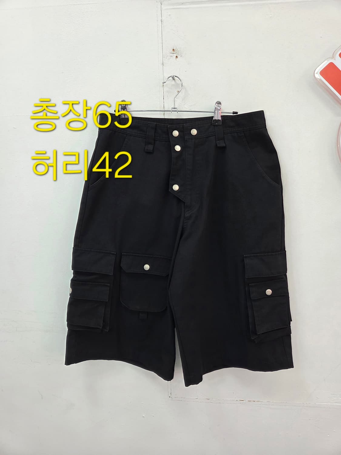 S 노우웨이브 KNOW WAVE 블랙 멀티포켓 카고 버뮤다 상품이미지1