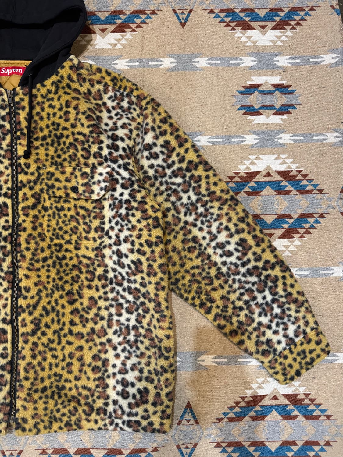 [L] 슈프림 플리스 집업 후드 브라운 레오파드 상품이미지3