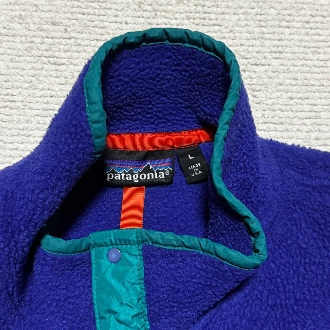 90s USA 파타고니아 신칠라 퍼플 스냅플리스 L 상품이미지5