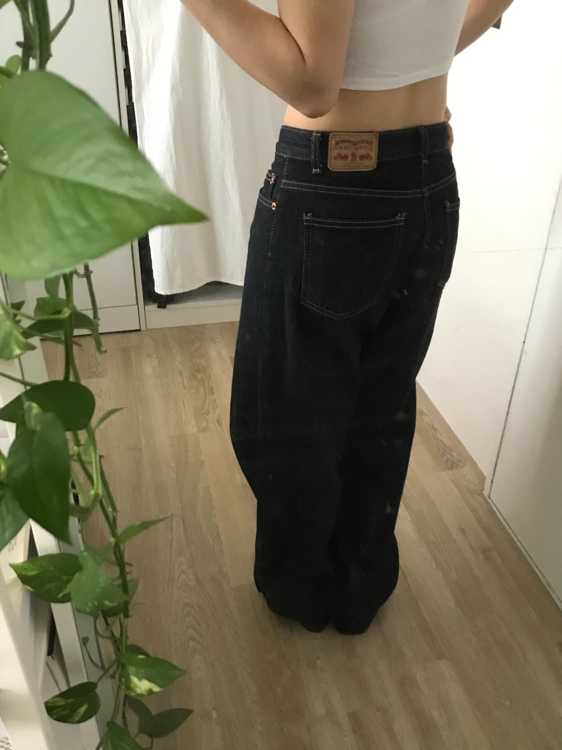 생지 데님 롱와이드 팬츠 상품이미지3