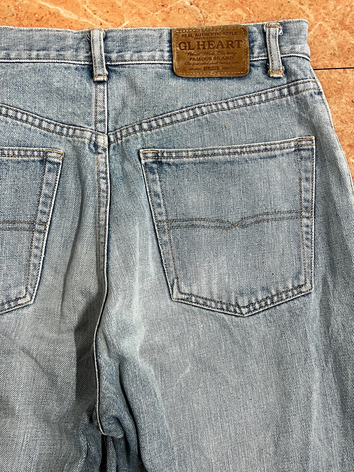 90s 빅존 GL HEART 와이드 데님 올드스쿨 배기핏 연청바지 31 상품이미지6