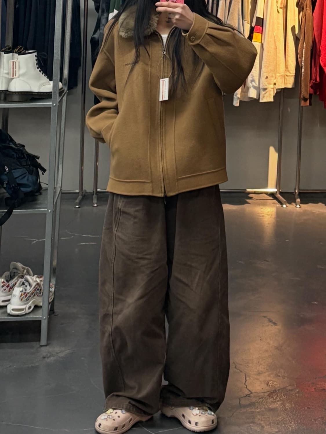 발렌시아가 퍼 카라 숏 해링턴 브라운자켓 A3308 상품이미지1