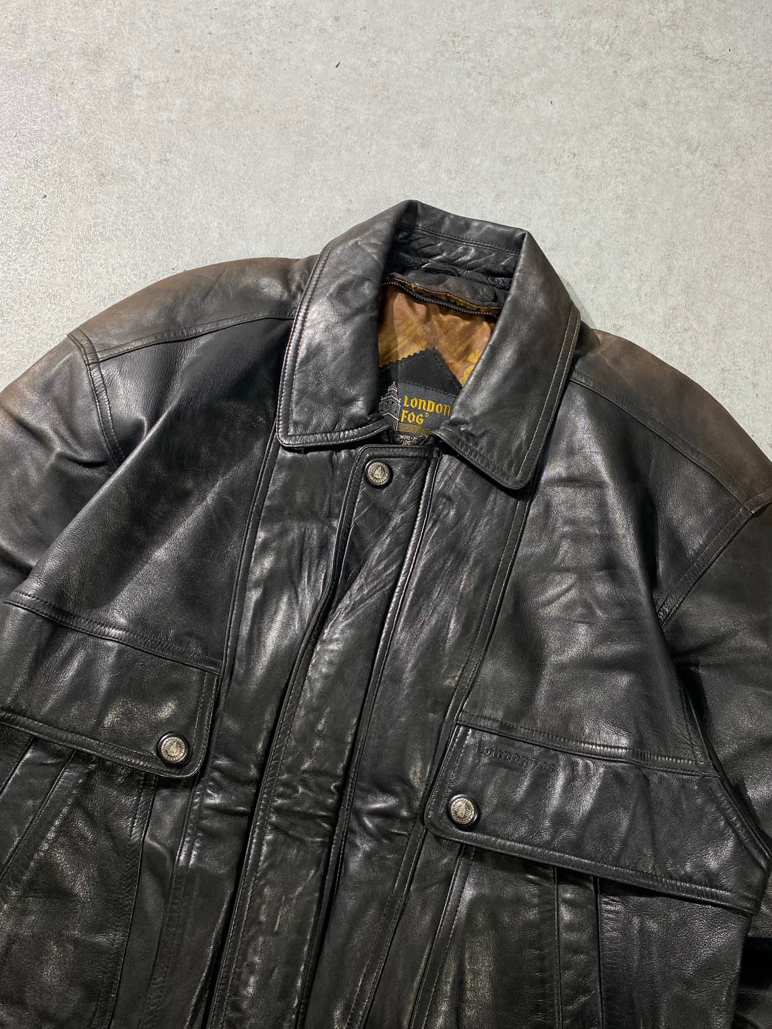 [95] 90s London Fog 런던포그 빈티지 페이딩 레더 자켓 상품이미지2