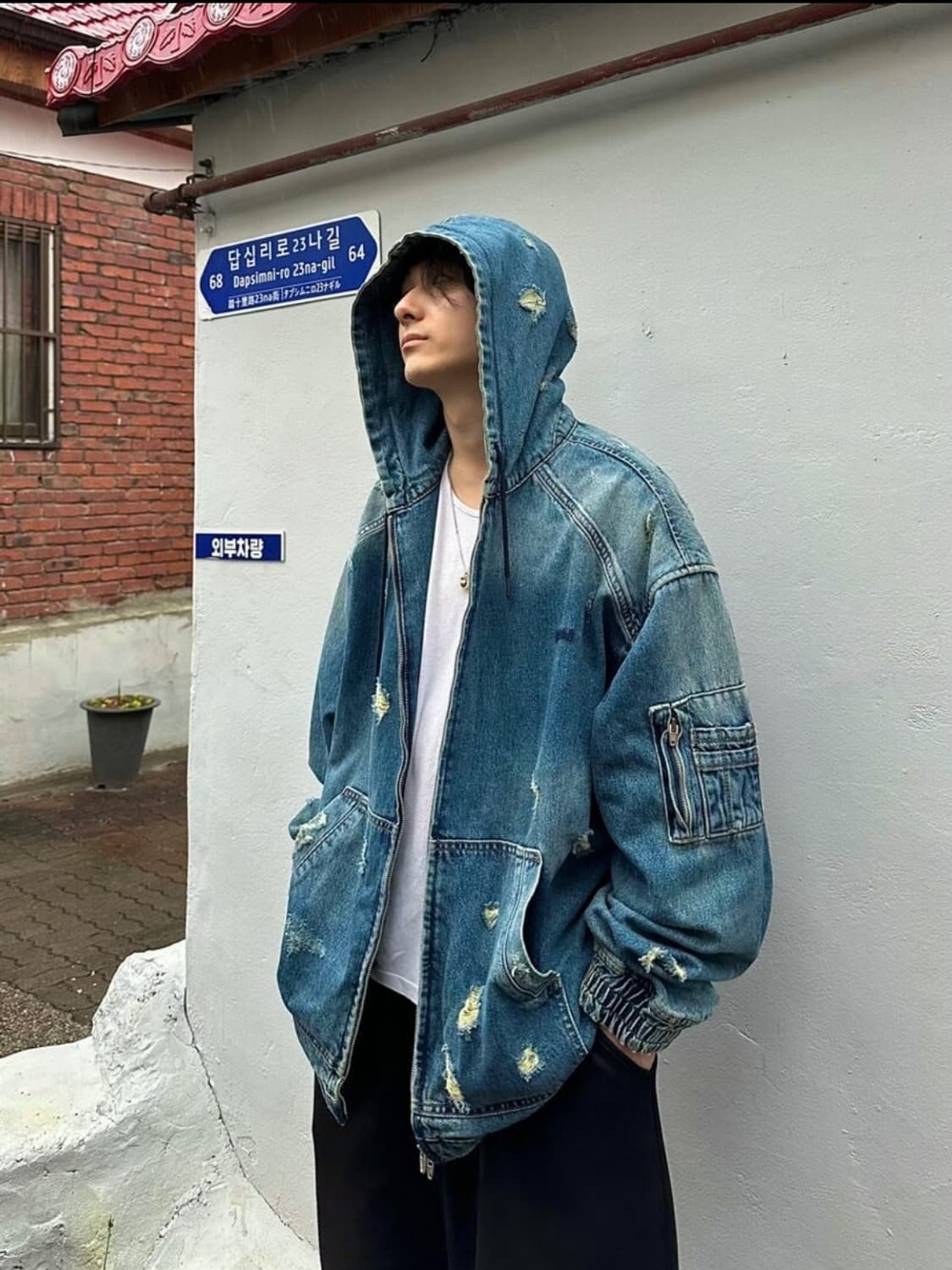 준지 디스 후드 데님 마원 MA-1 상품이미지5