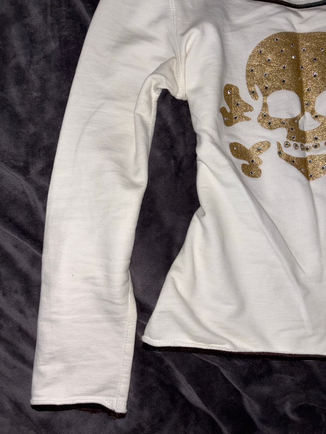 PLIOCENE 해골 큐빅 글리터 블랙 라인 포인트 골드 펑크 티셔츠 상품이미지3