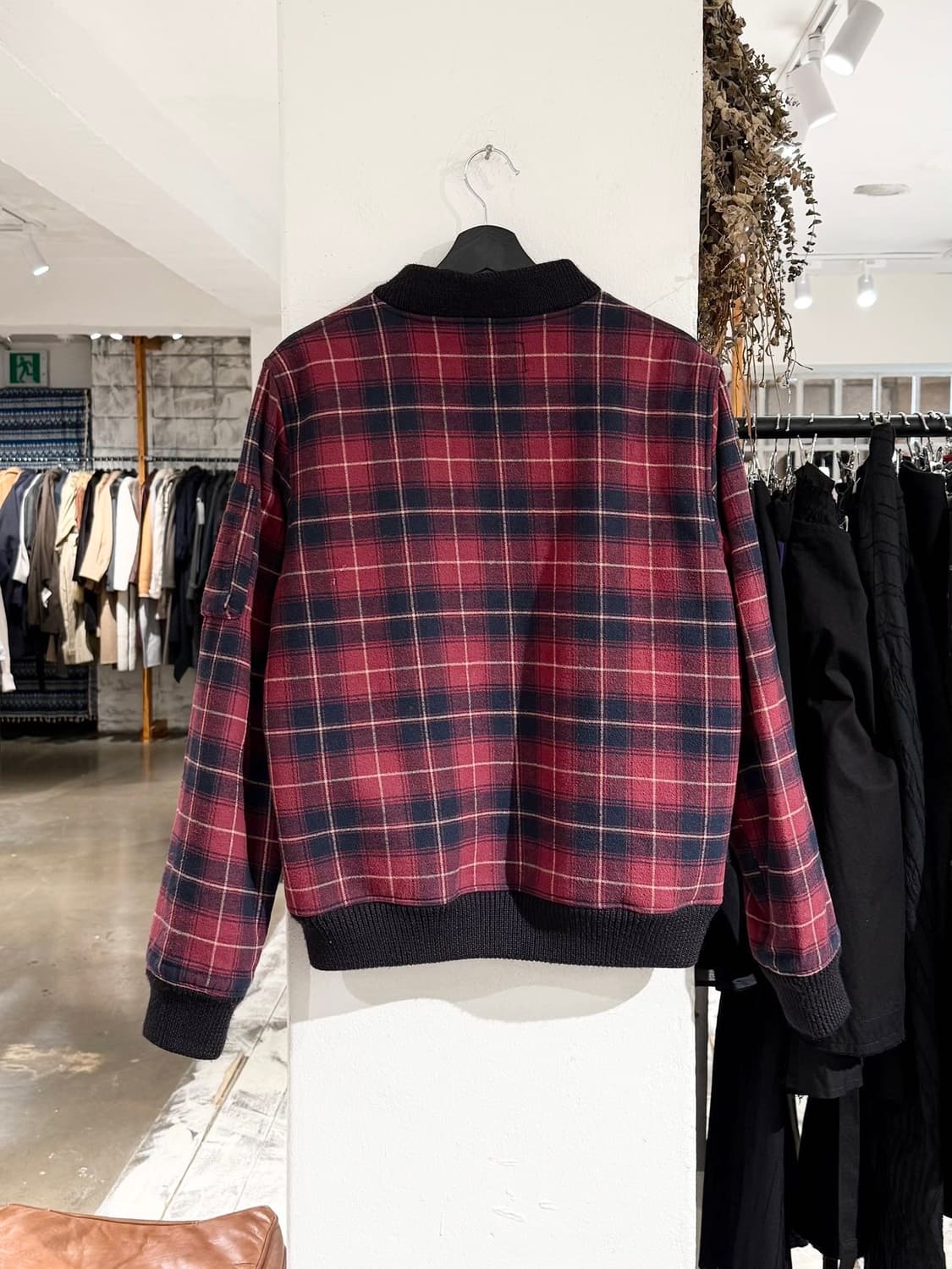 쇼트 타탄 체크 셰르파 봄버 자켓 상품이미지6