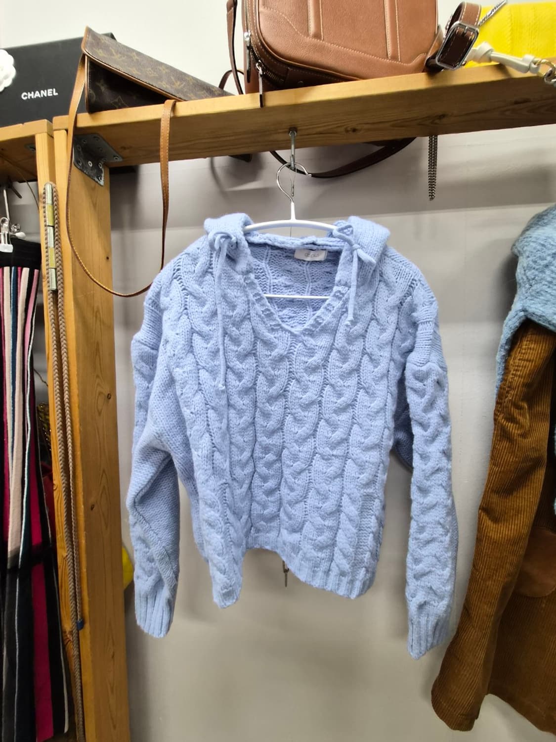 럭키슈에뜨 체크코트. abplus 케이블 후드니트 상품이미지7