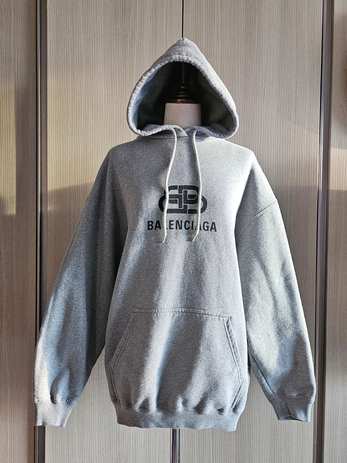 발렌시아가 BB 로고 오버핏 그레이 후드티 S 상품이미지5