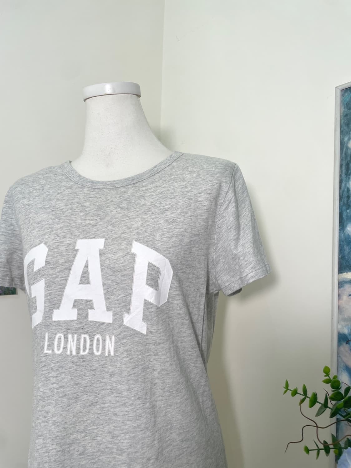 GAP melange gray logo point half top 상품이미지7