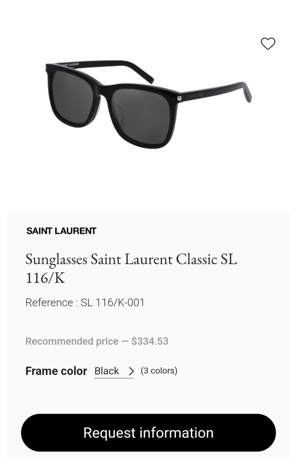 [새상품] SAINT LAURENT 선글라스 SL116/K 001 상품이미지10