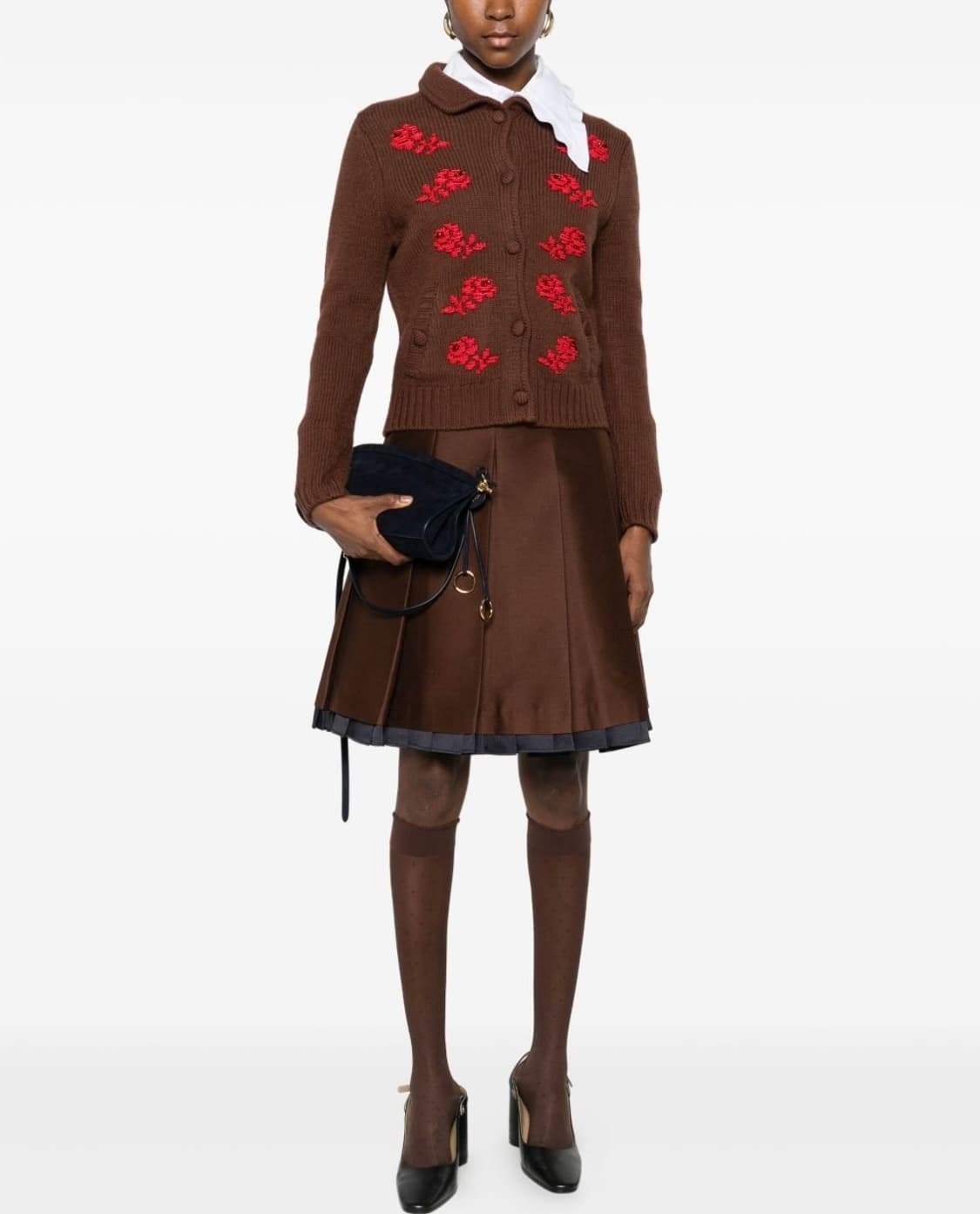 [6,8]슈슈통 25fw 자수 비즈 가디건/브라운 상품이미지3