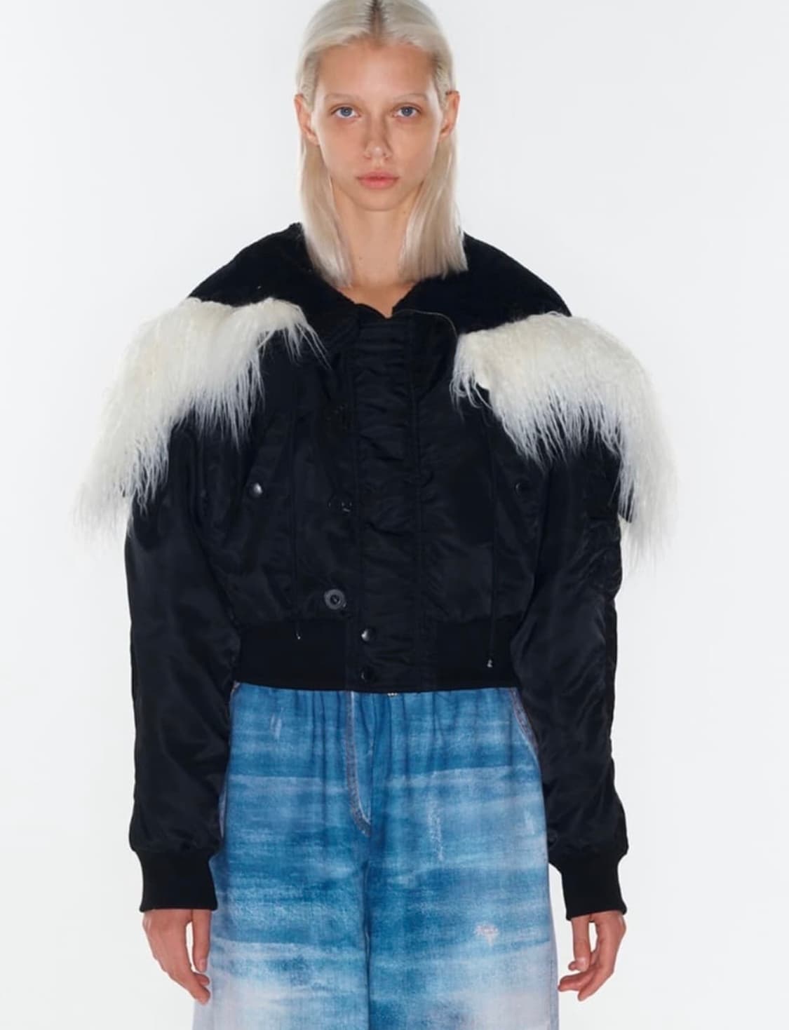 Open yy faux fur zipper hood black 상품이미지1
