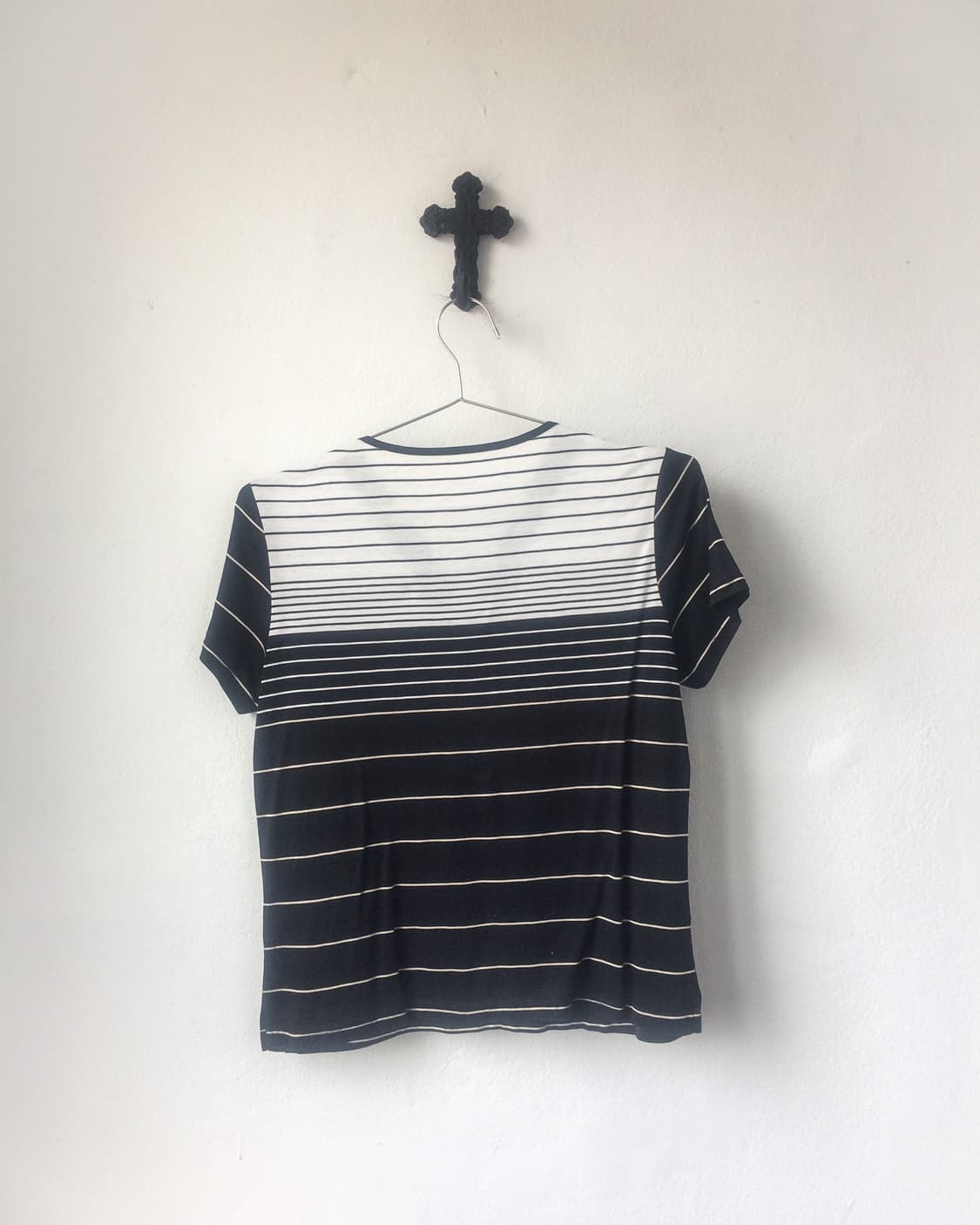 Stripe pattern Henry neck t shirt 상품이미지3