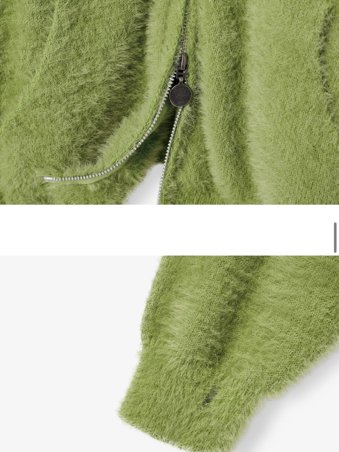 [유젠] EUG 헤어리 니트 후드 집업 (Green/사이즈2) 상품이미지8