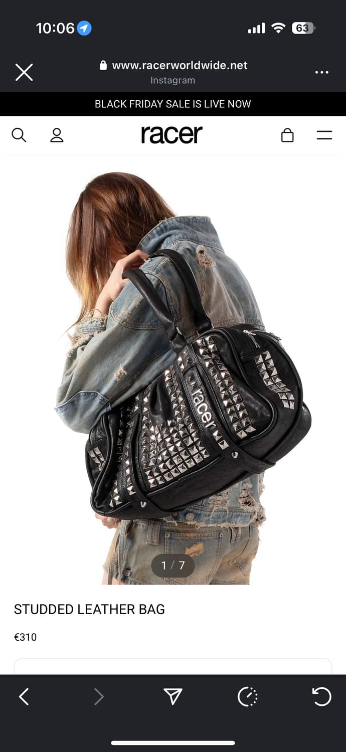 racerworldwide 스터드 레더 백 가방 상품이미지5