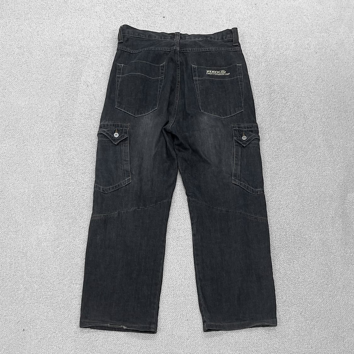 피코 Piko 레터링 카고 데님 워시드 팬츠 흑청 상품이미지2