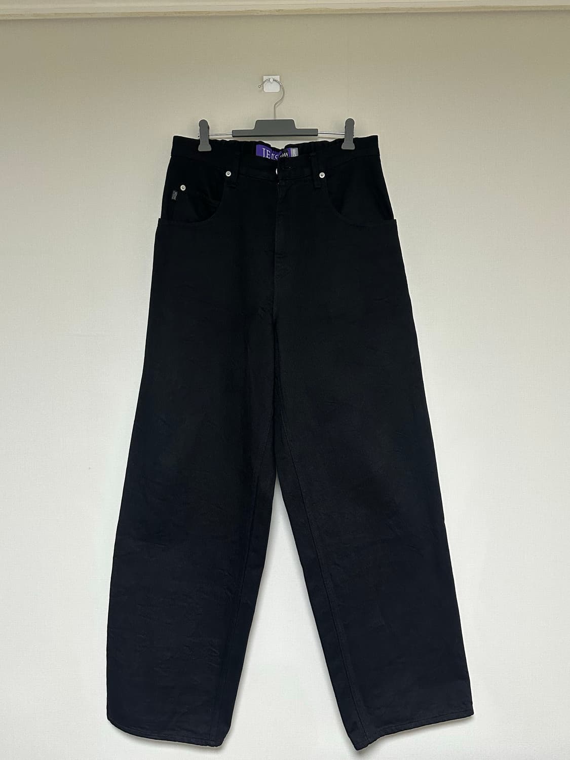 세단 올 퍼포즈 밴딩 와이드 데님 블랙 상품이미지2