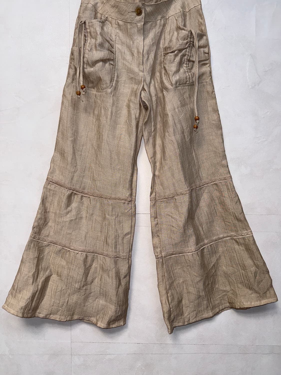 Beige shirring pocket lace bootscut pt 상품이미지5