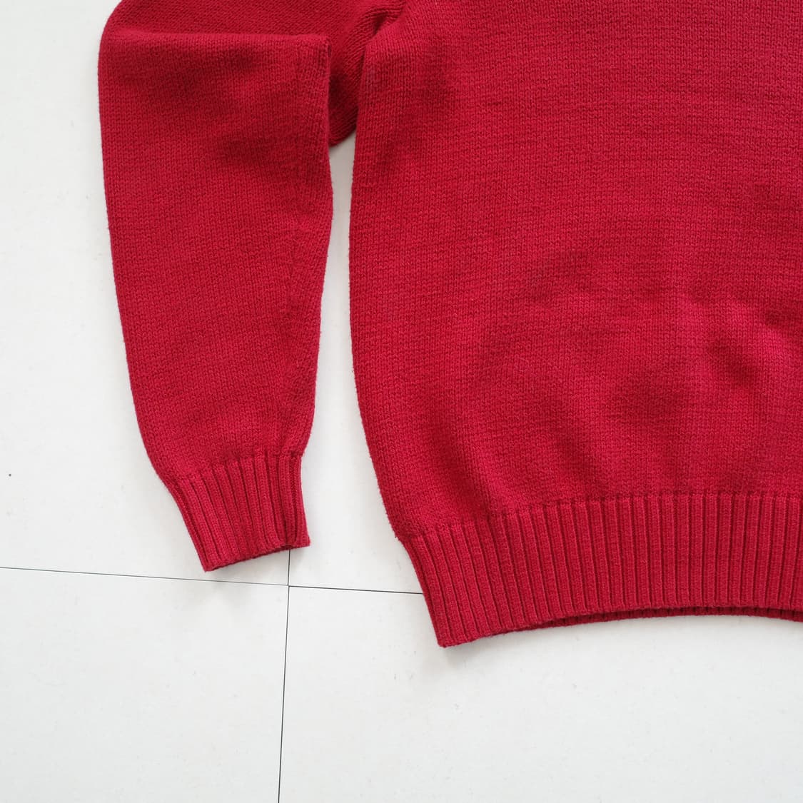 90s [XL] 폴로 랄프로렌 레드 피마코튼 크루넥 니트 상품이미지5