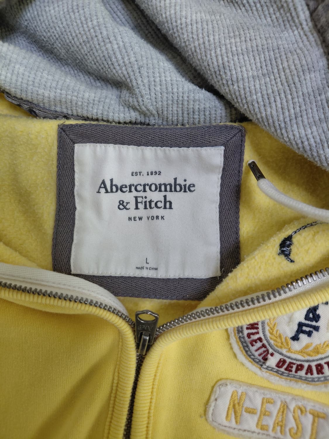 투웨이 지퍼 아베크롬비 슬림핏 후드집업 노랑 옐로우 착샷있음 상품이미지4