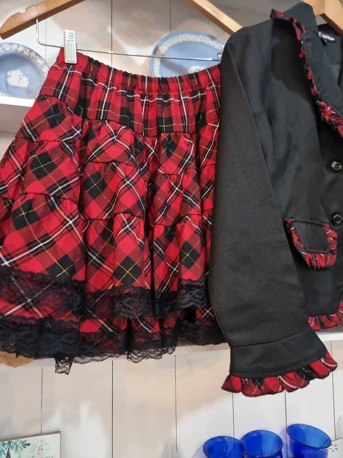 Tuch.Rouge 체크 플리츠 스커트 셋업 상품이미지3