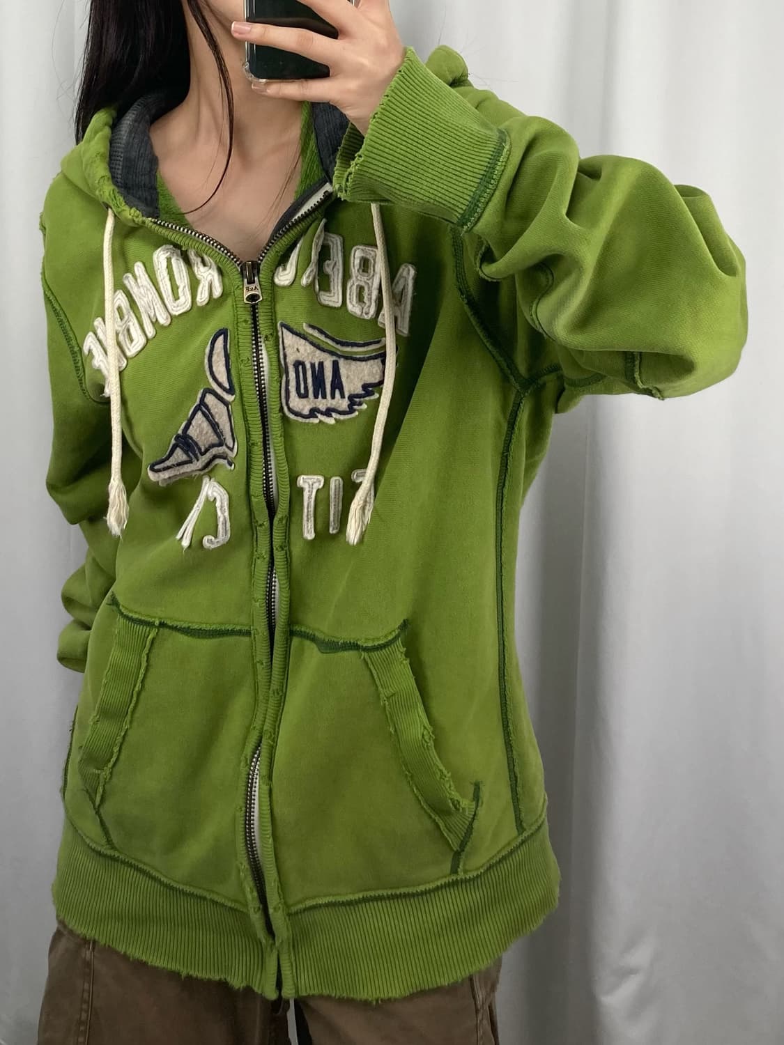 아베크롬비 로고 그린 후드집업 상품이미지1