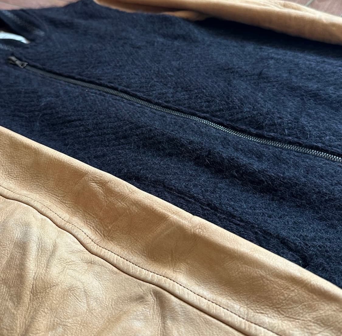 Shareef 울 소가죽 바시티 자켓 상품이미지3