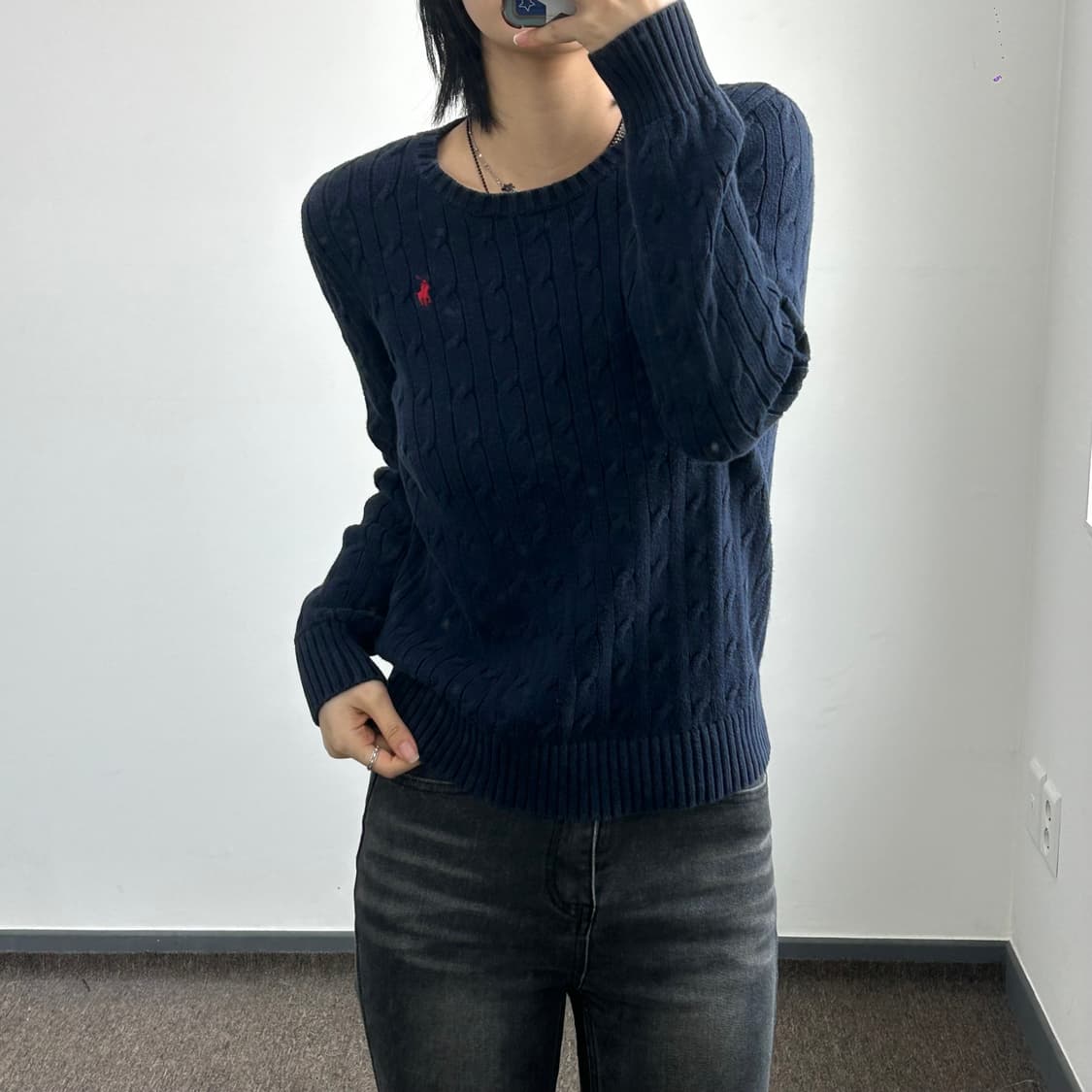 Polo 레드포니 네이비 케이블 니트 상품이미지2