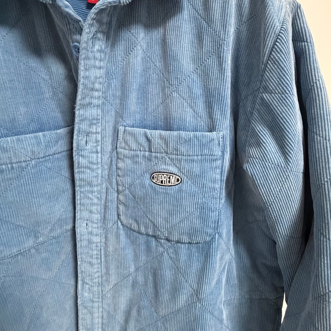 22FW 슈프림 퀼티드 코듀로이 셔츠 슬레이트 블루 상품이미지5