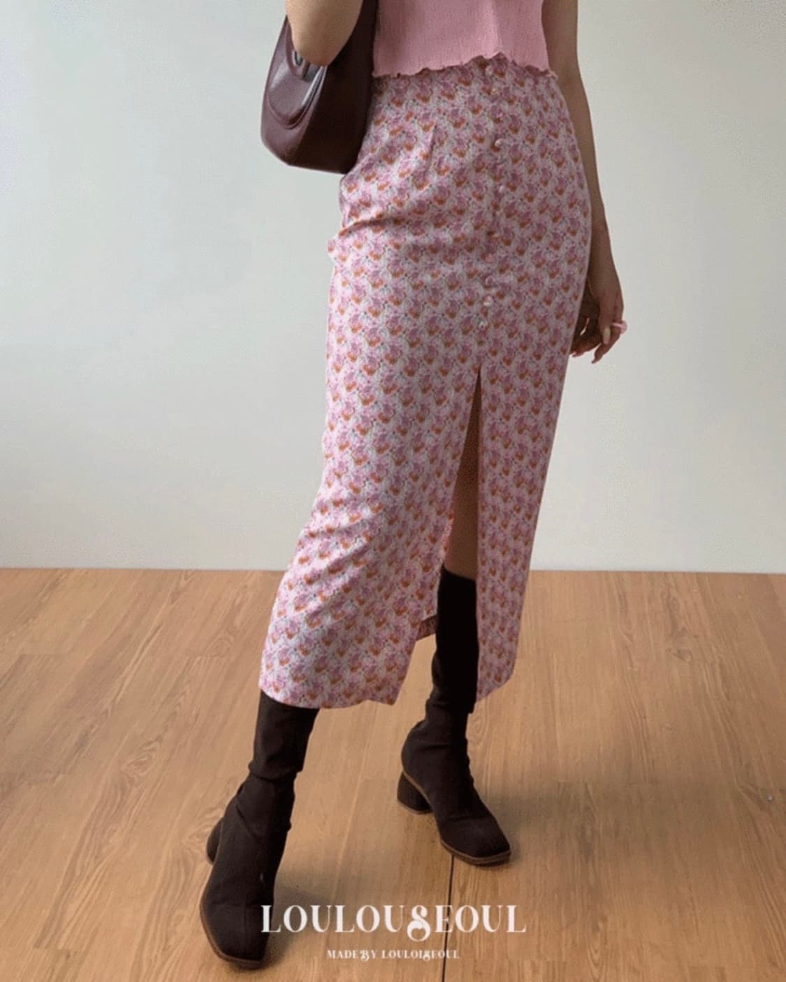 [새상품] 루루서울 에프리콧 버튼 스커트 오렌지 상품이미지4