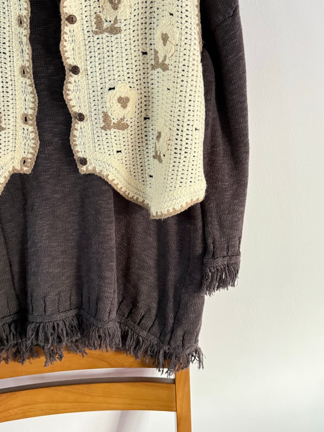 일본빈티지) 뜨개 꽃 조끼 상품이미지2