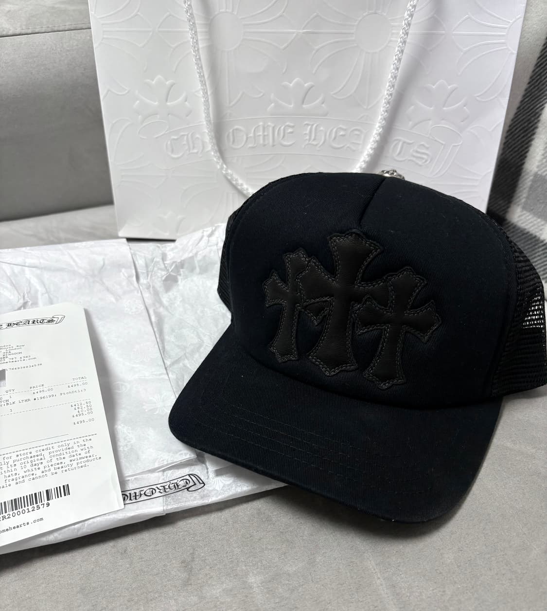 크롬하츠 세메터리 트리플 패치 트러커 캡 블랙 상품이미지1