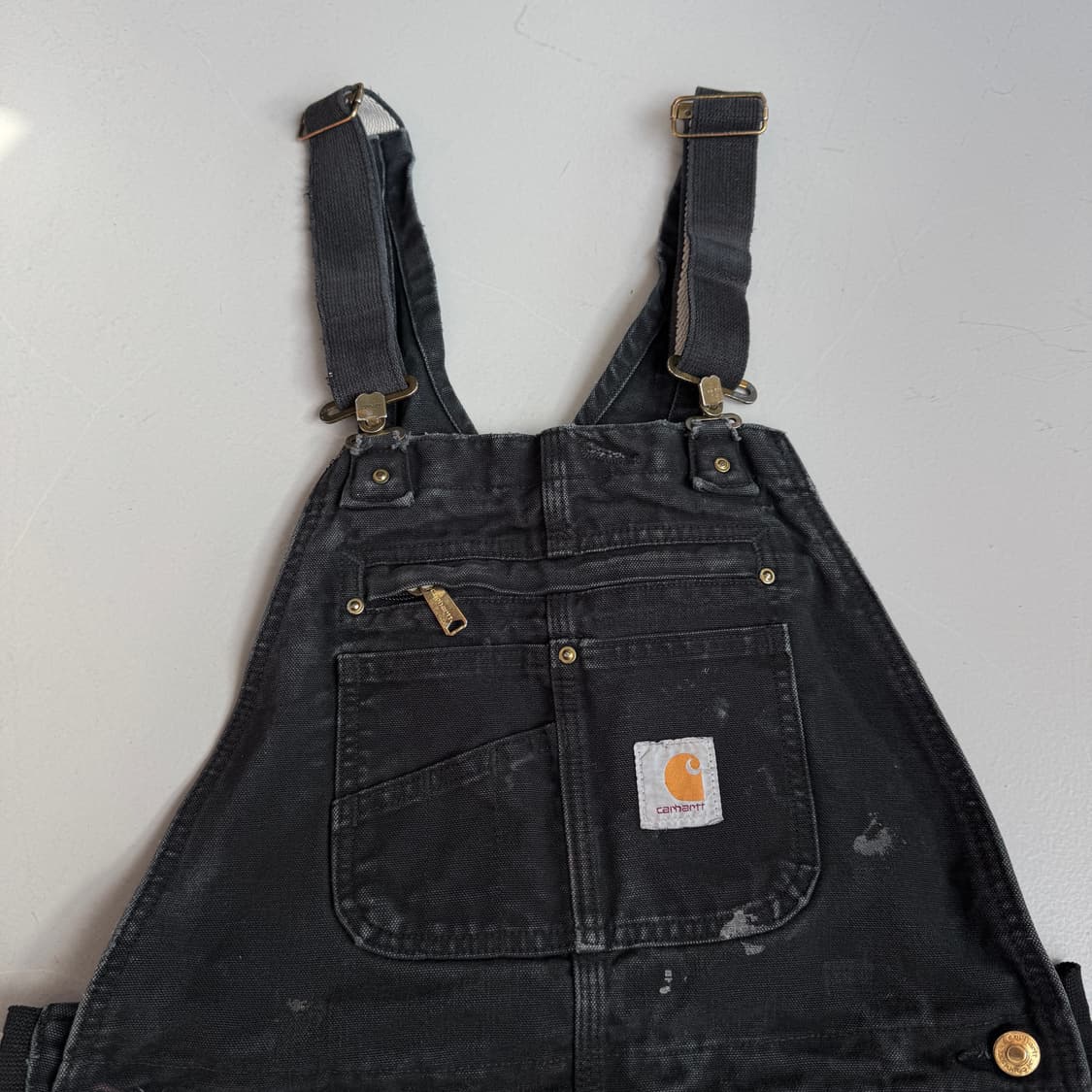 칼하트 OG 덕캔버스 페이드 더블니 워크 오버롤 멜빵 블랙 상품이미지4