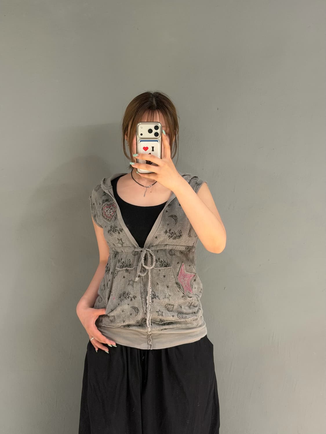 kawaii printing v-neck hood zip-up 상품이미지2
