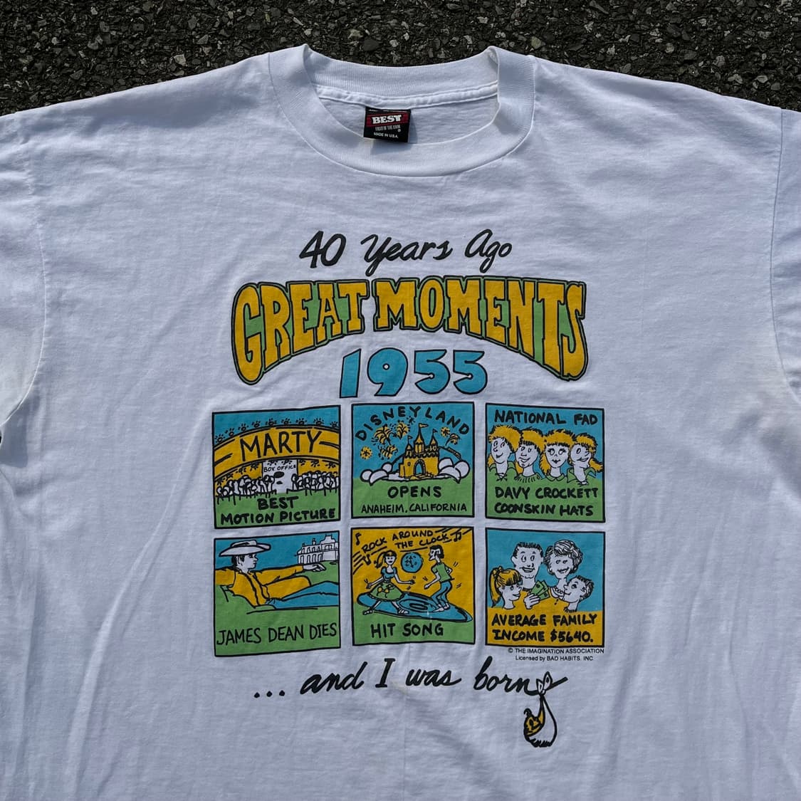 90‘s 미국 제조 프룻오브더룸 화이트 프린팅 반팔티 상품이미지4