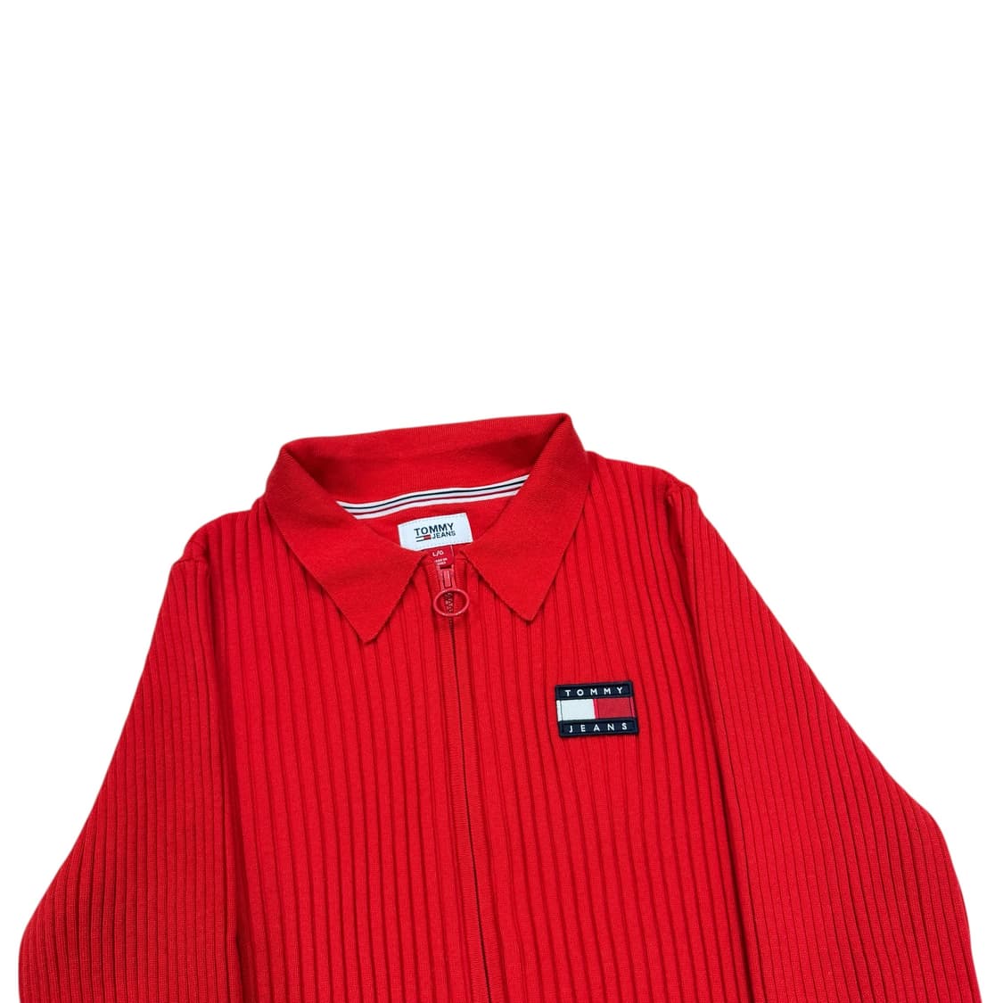 타미진스 골지 카라 니트 집업 가디건 레드 L 상품이미지2