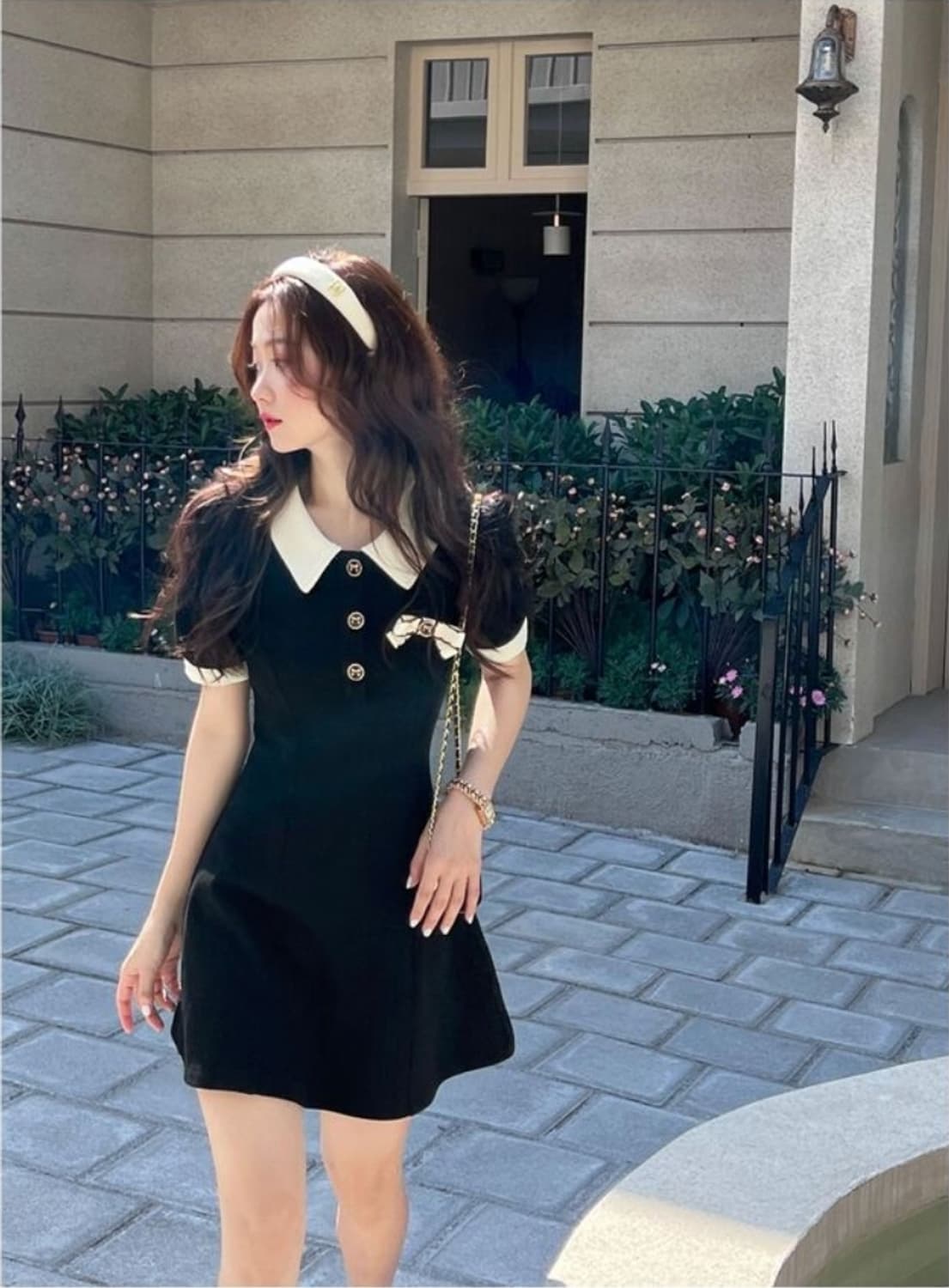 미니 니트 원피스 브롯지 블랙 상품이미지3