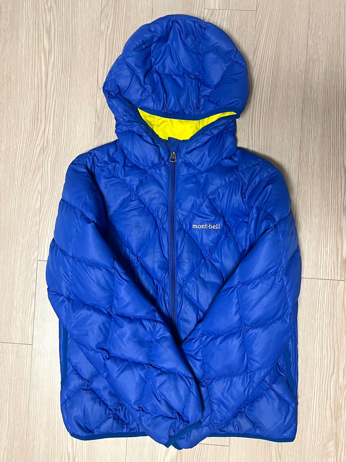 몽벨 Montbell 리버서블 블루 옐로우 경량 패딩 상품이미지1