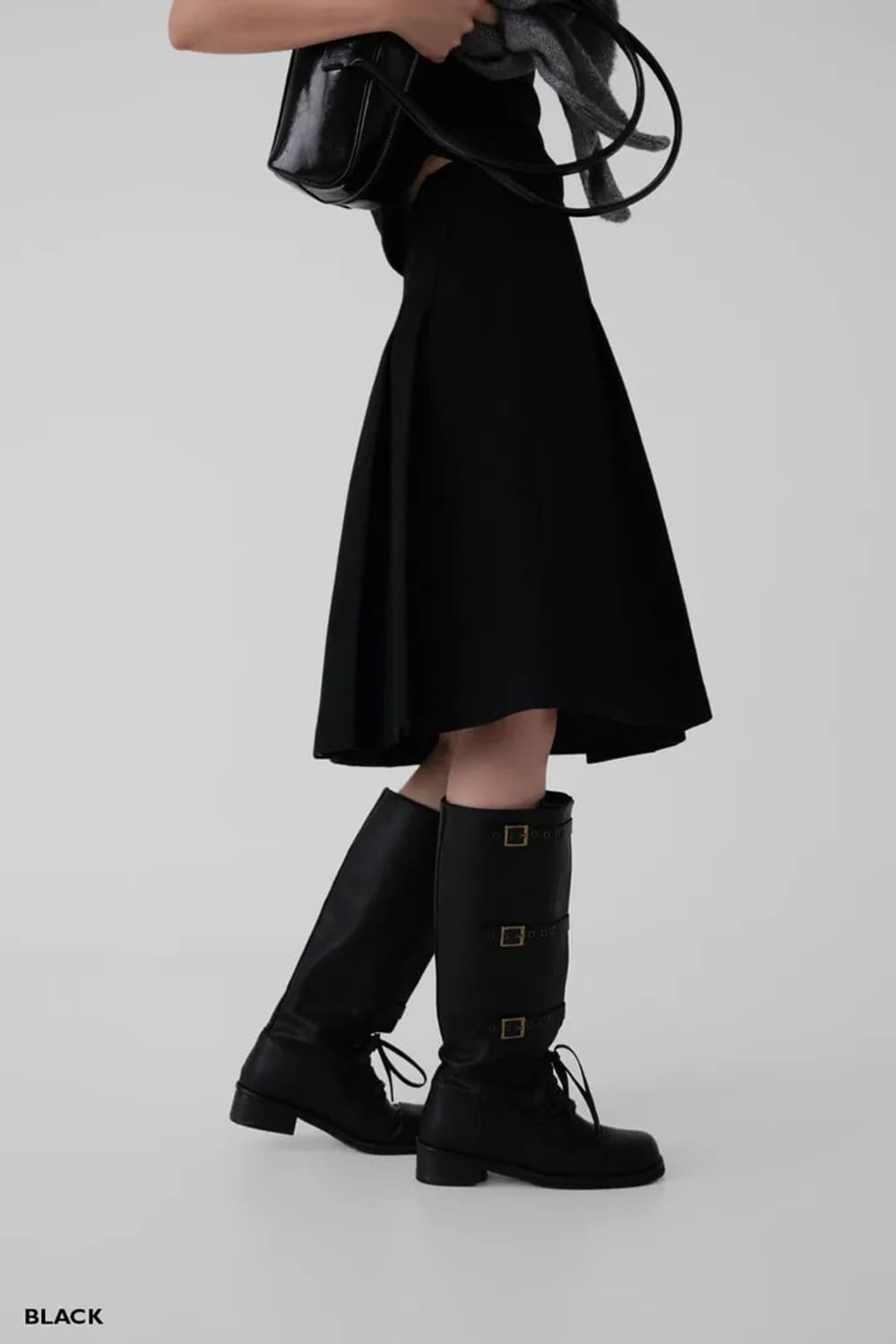 어텀 울 하프 스커트 블랙 S 상품이미지2