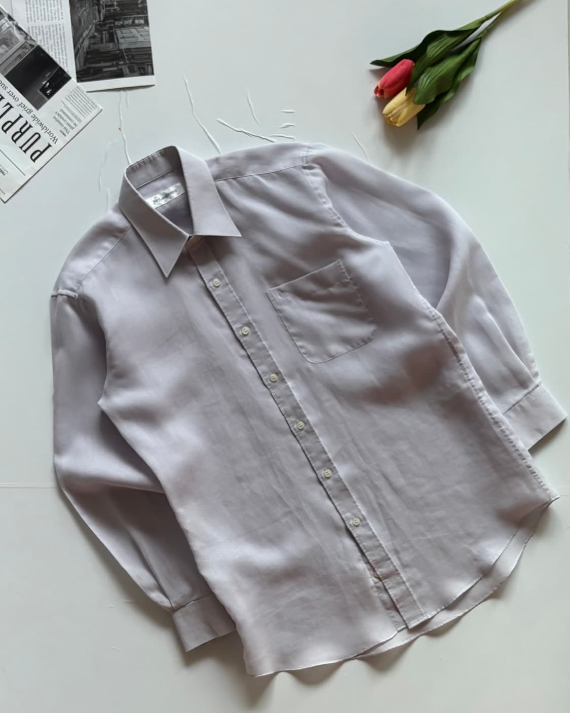 YSL 입생로랑 연보라 린넨 셔츠 상품이미지1