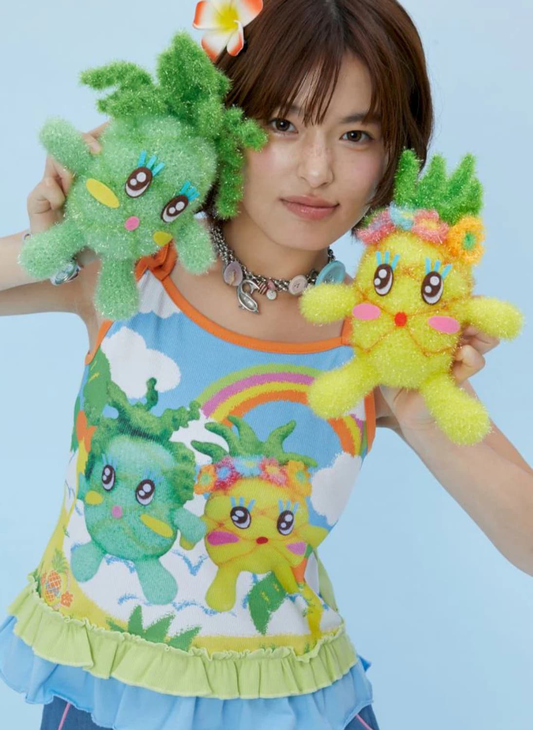 frufru Cute cartoon knitted doll print v 상품이미지1