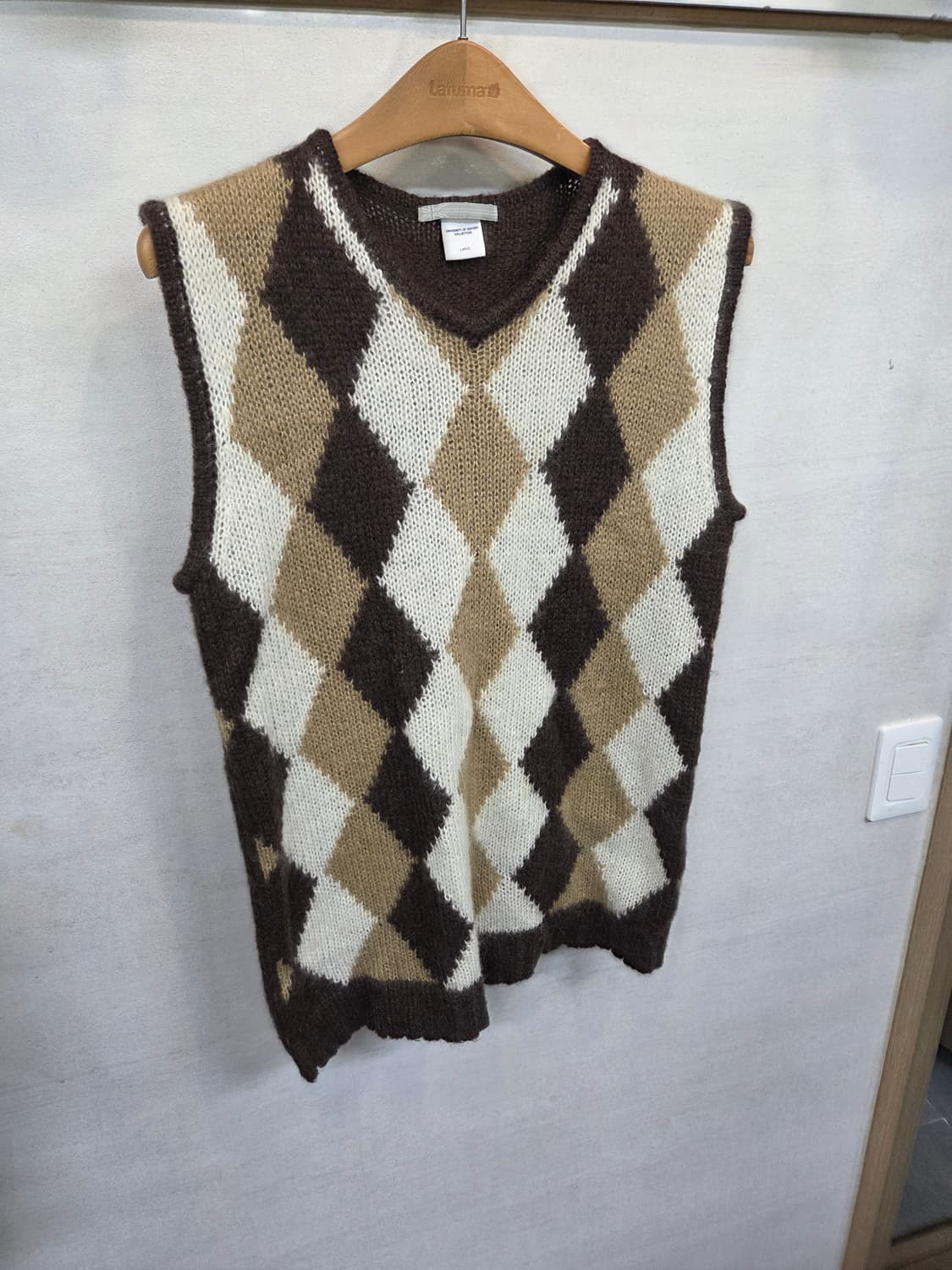 일본빈티지 아가일 패턴 니트조끼 L 상품이미지5