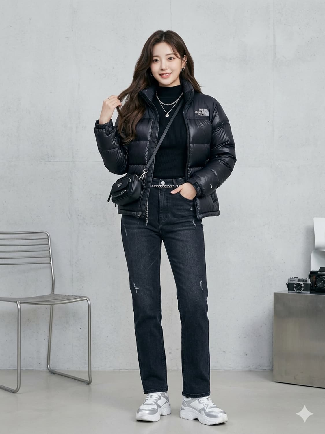 노스페이스 700 구스다운 눕시 패딩 자켓 유광 블랙 상품이미지1